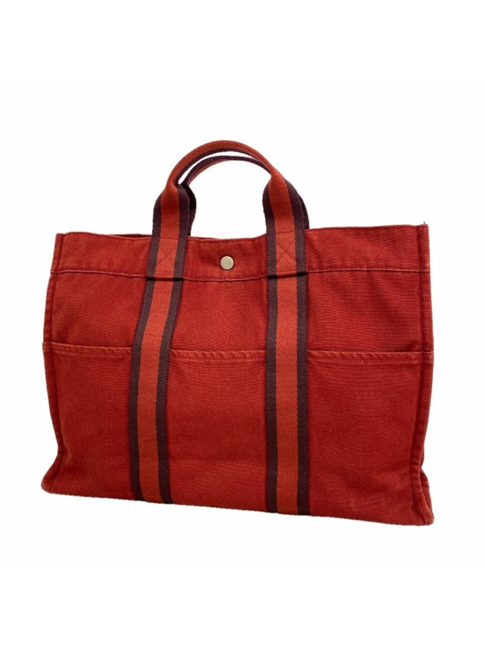 Hermes Tote Bag Fourre Tout MM Canvas Red Silver